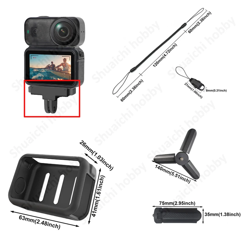 1 SZT. Smycz do kamery DJI Osmo Nano Action, wysuwana linka zabezpieczająca przed zgubieniem, osłona ochronna/torba, akcesoria do ochrony ekranu