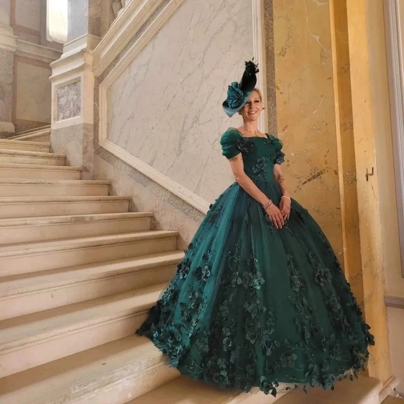 

Real Photo Green Luxury Pearls Quinceanera Dresses Off Shoulder Birthday Party Ball Gown Vestidos De 15 Años Custom Plus Szie