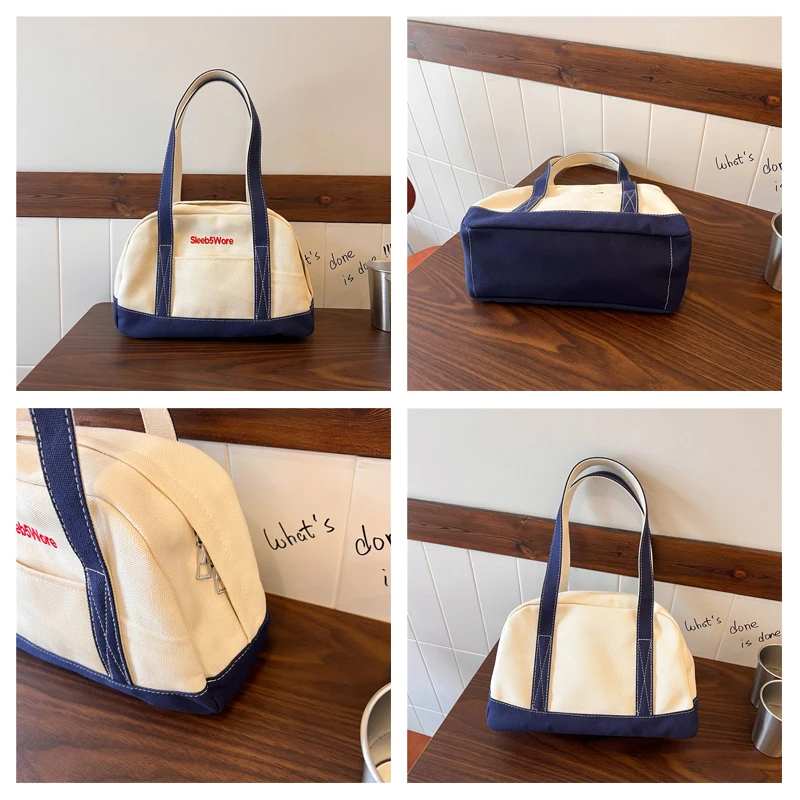 Canvas Women's Bag Patchwork Messenger Bag Y2K Shoulder Bag Cross School Eco Bag Korean Shopping Bowling Design Handbag Baseball