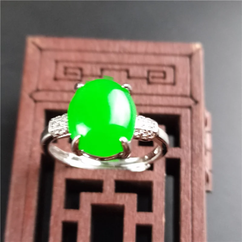 Malay Jade Egg Noodle Live Mouth Ring Quartzite Jade Women's Fashion Jewelry