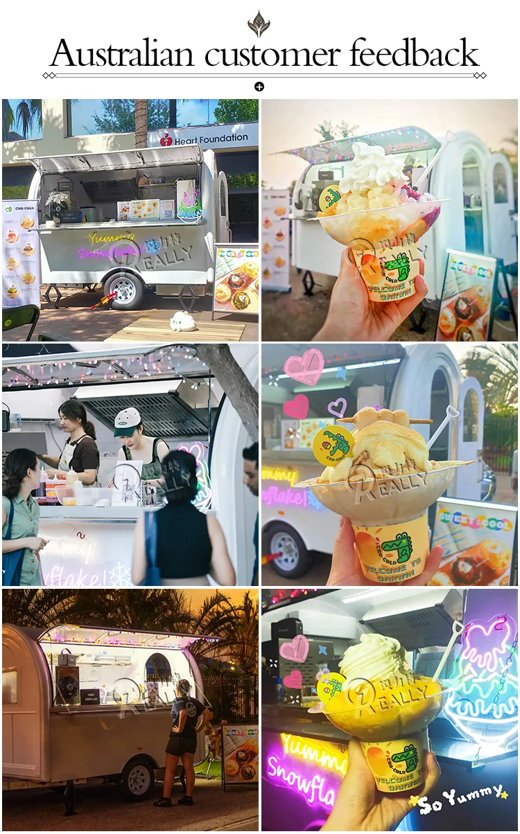 Mobile Food Truck Snack Coffee Cart Full Kitchen Equipments Pizza Hot Dog Kiosk Concession Food Trailer