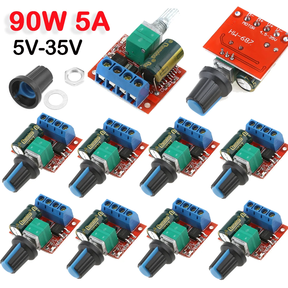 وحدة تحكم في سرعة المحرك PWM ، وحدة فتيل محرك قابلة للتعديل ، مفتاح محافظ الاسترداد التلقائي ، 5A ، DC V-35V ، 90W ، 10-1 #1