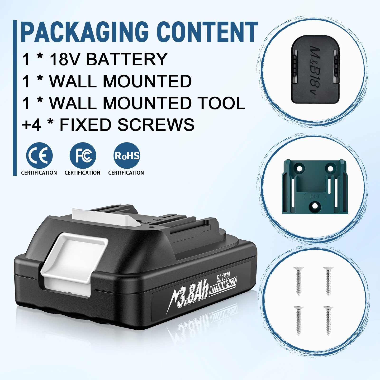 Para makita bl1815 18v bateria 3800mah 18v bl1830 bl1815 bl1860 bl1840 bateria de ferramenta elétrica de substituição com carregador