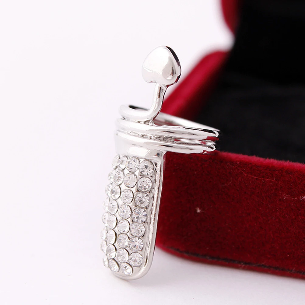 

2Pcs Peach Heart Ring Rhinestones Durable Lightweight Women Finger Jewelry DIY Nail Art Rings Nail Tools