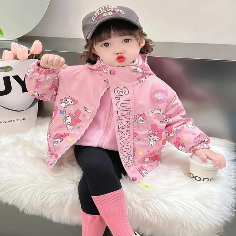 

Sanrio Hello Kitty Girls' Thick Coat for Autumn and Winter Kawaii Y2k Anime Children's Clothing Three Windbreaker Korean 2025
