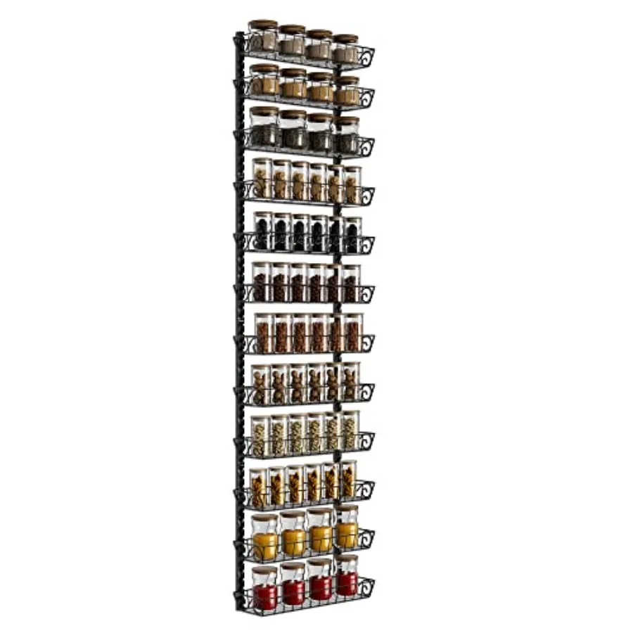Organizador de Especias Ajustable para Montar en la Pared, Estante Colgante Multiusos para Almacenamiento de Especias en la Cocina, Alacena o Puerta del Armario