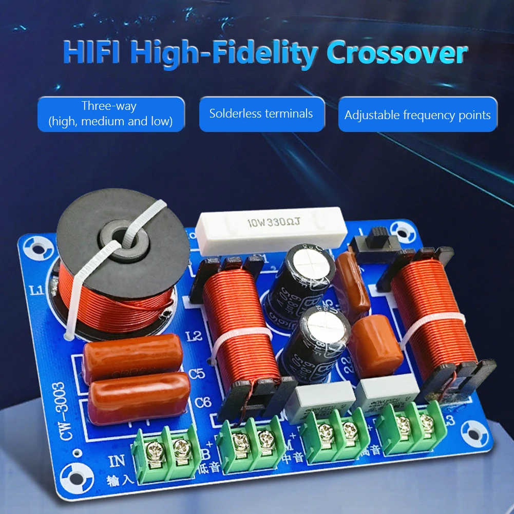 250W Speakers Filter Frequency Divider Treble Medium Bass 3 Ways HiFi Audio Speaker Crossover Adjustable DIY Home Audio Systems