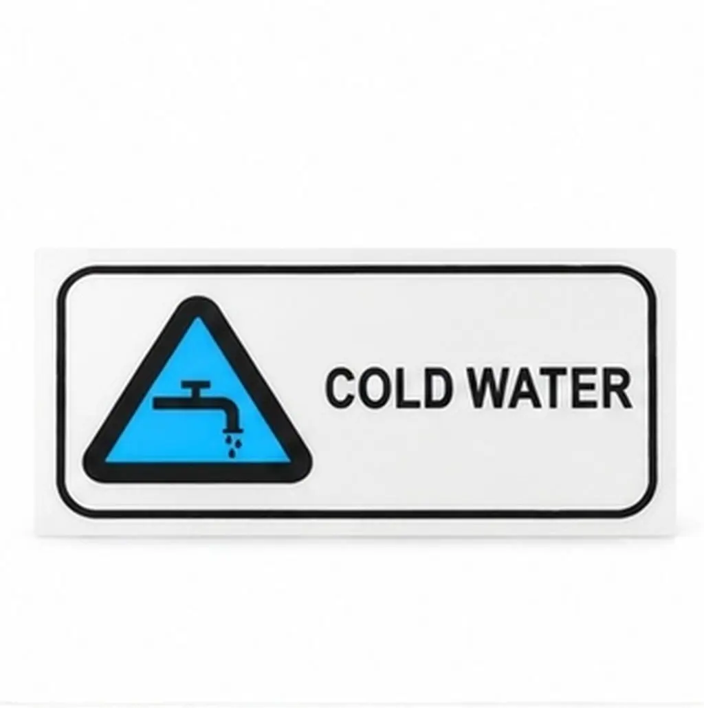 Cold Water Label Sticker Adhesive Material Easy Install for Home Schools Hospitals Industrial Use Waterproof Safety Warning
