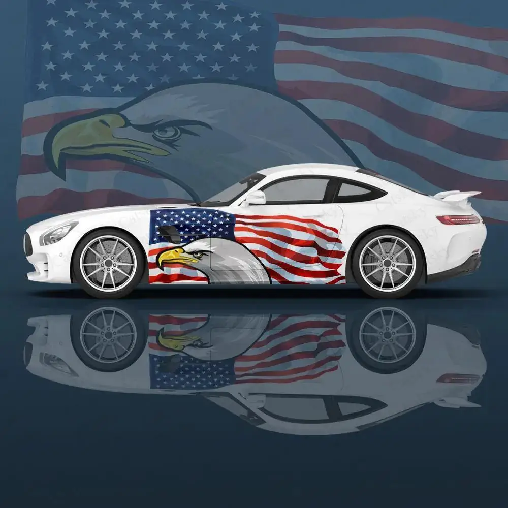 

American Flag and Eagle Car Body Itasha Vinyl Decal Car Side Wrap Cover Sticker Auto Accessories Decoration sticker Protect Film