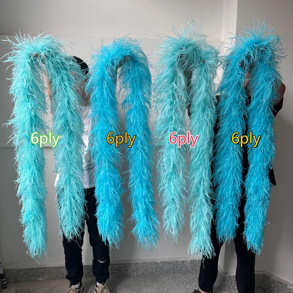 6 Ply Fluffy Ostrich Feather Boa 2Meters Natural Ostrich Feather Scarf For Wedding Party Costume Stage DIY Craft Decoration