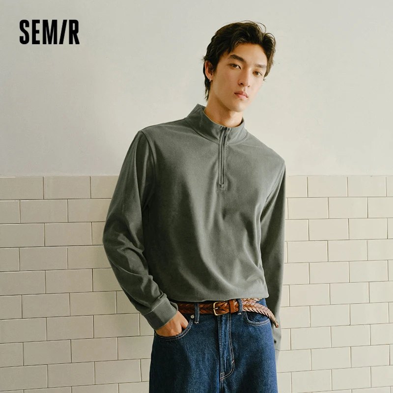 Semir Langarm-T-Shirt für Herren, hoher Kragen, wärmeisolierende Basisschicht, leichtes Fleece, Winter, neues Innenoberteil, solide Herrenbekleidung