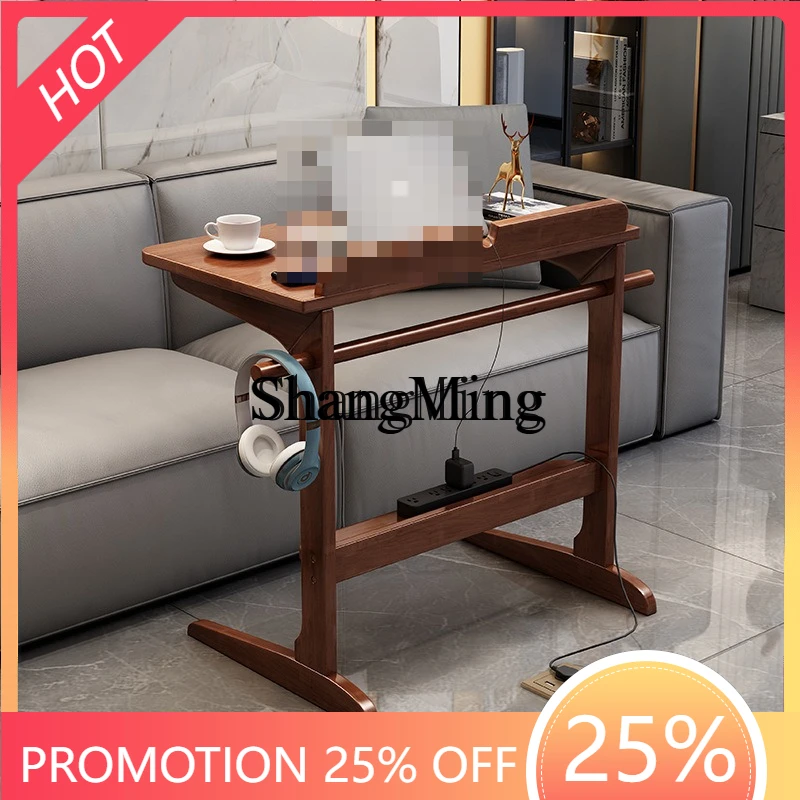 CL Laptop Table Movable Sofa Side Solid Wood Edge Bedside Table for Bedrooms