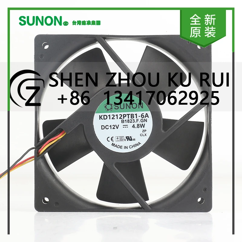 

Новый вентилятор Sunon 5 В 24 В 48 В постоянного тока 12 В 4,8 Вт AC EC 12025 120X120X25MM 12 см с высоким объемом воздуха, двойной шариковый бесшумный 3-проводной охлаждающий вентилятор KD1212PTB1-6A