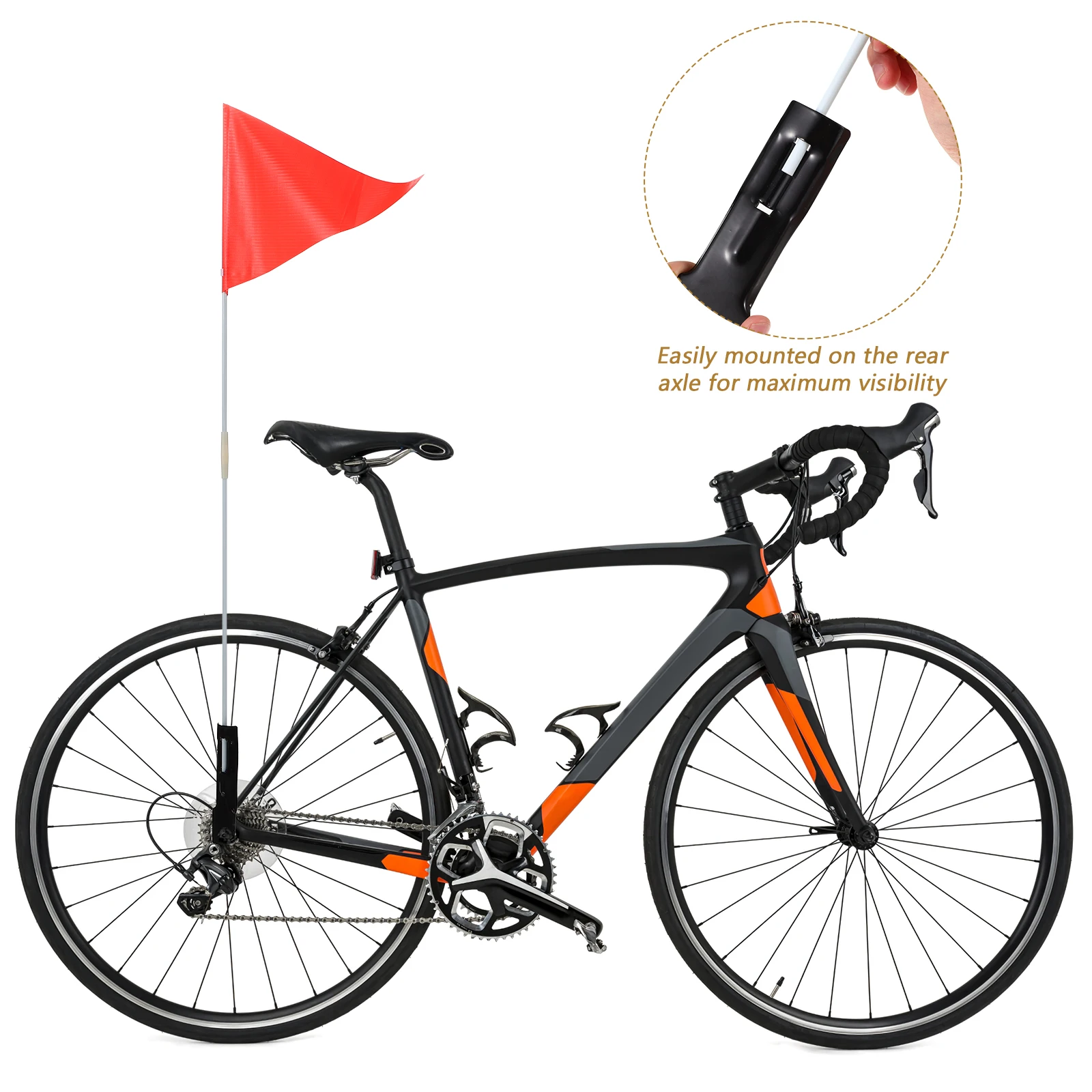 

Adjustable Fiberglass Flagpole Set for Safety Durable Bicycle Kit with Mounting Rings Kids Adult Cycling Visibility for All