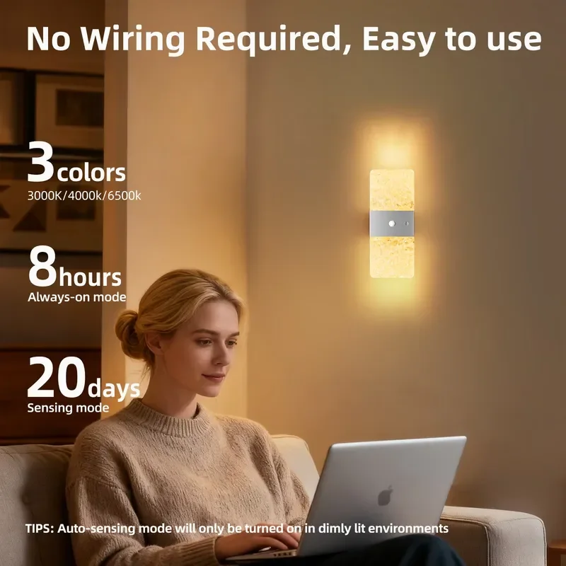 Nordic Motion Sensor LED Wall Lamp USB Rechargeable Magnetic Indoor Night Light for Staircase Bedside Corridor Modern Decor