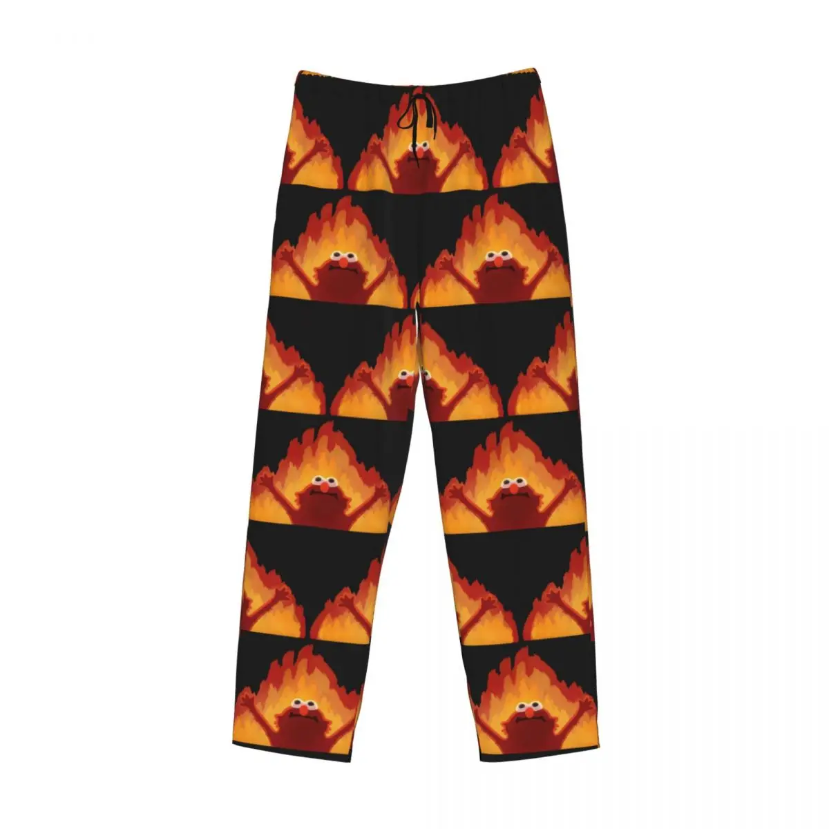 Custom Hellmo Elmo On Fire Pajama Pants Men Sleepwear Sleep Lounge Bottoms with Pockets