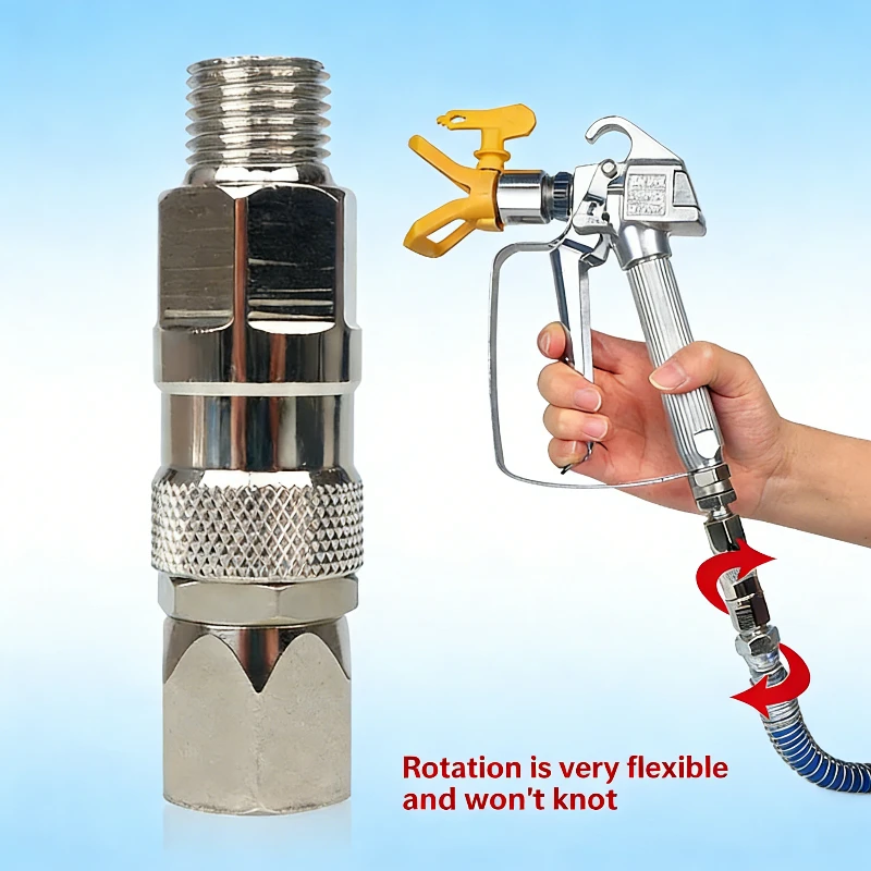 

1/4 to 1/4 Airless High Pressure Spray Gun Flexible Rotation Pipe Connector Fit For Airless Spray Gun Pressure Spray Hose Swivel