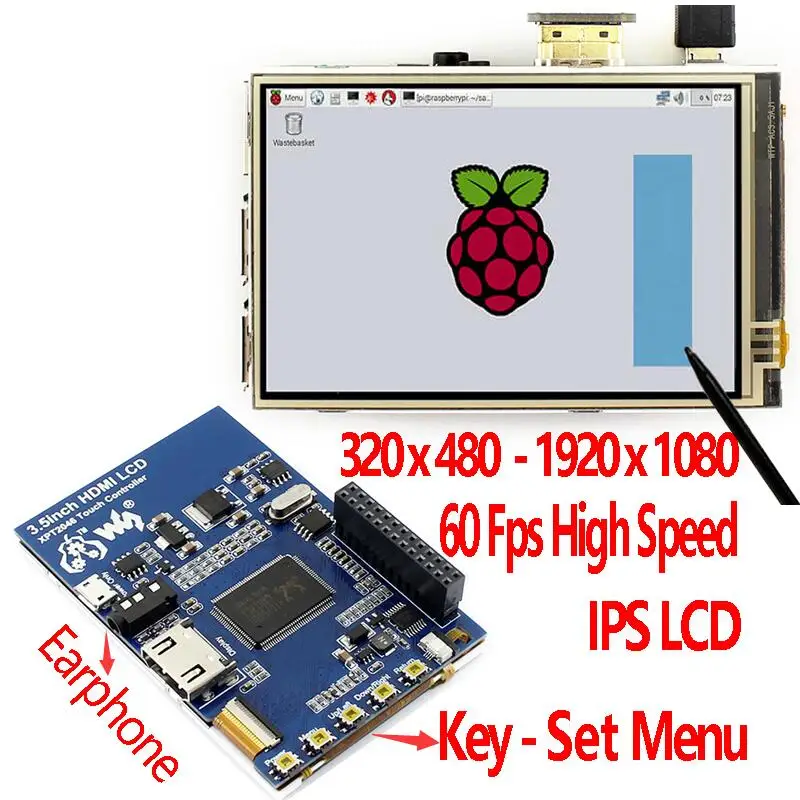 Raspberry Pi 3.5inch LCD HDML SPI Touchscreen 480*320Pixel 3.5mm Jack With Case For Pi4B/3B+/Zero W/MINI PC