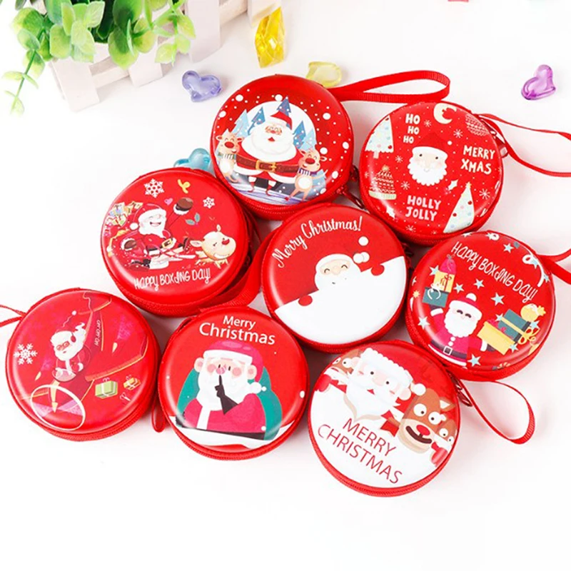 1PC Cute Cartoon Christmas Santa Claus Elk Key Coin Purse Kid Girl Wallet Earphone Organizer Box Gift Jewelry Box