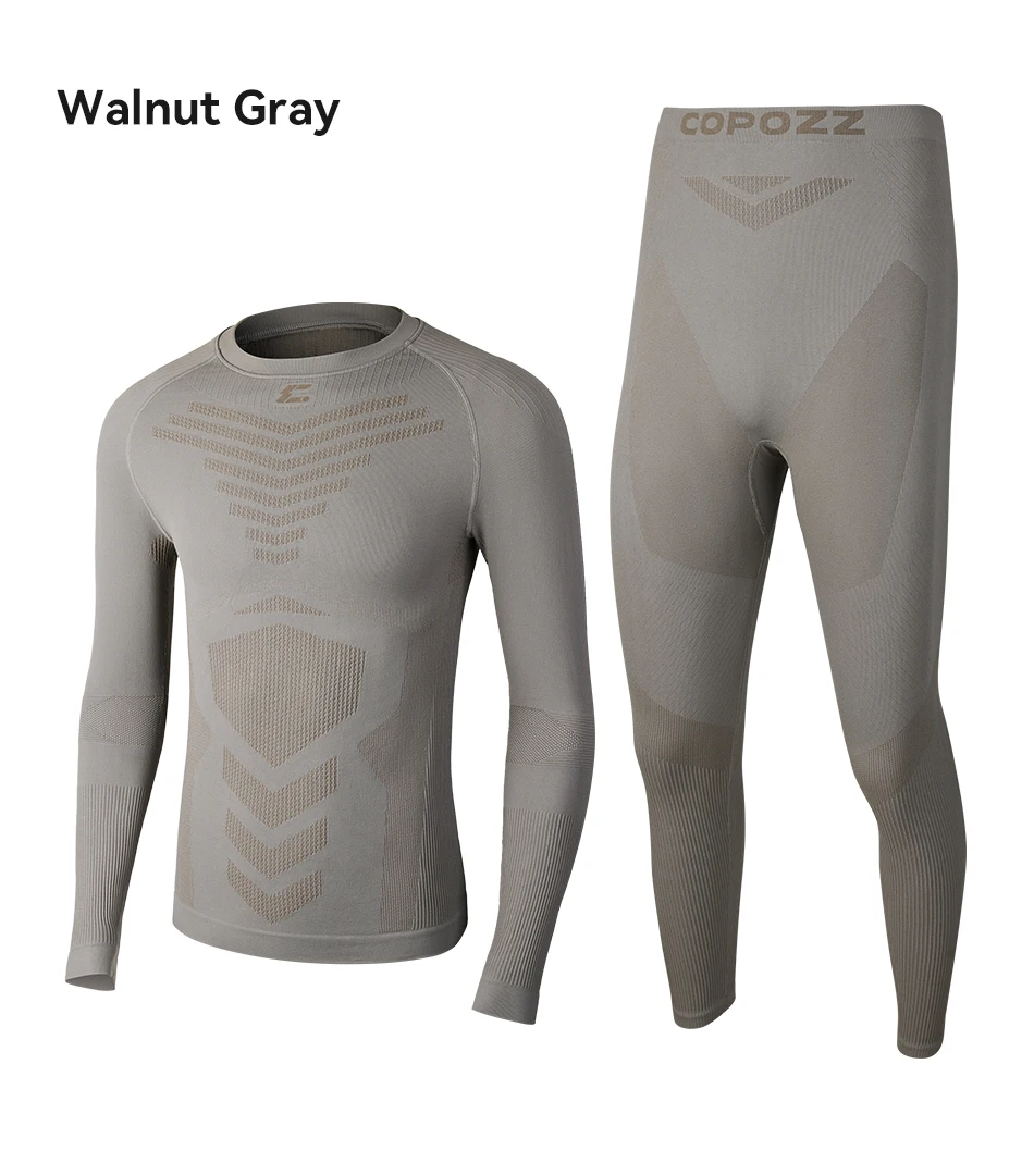 COPOZZ Nahtloses Ski-Thermo-Unterwäsche-Set für Damen und Herren, hochelastisch, Rundhalsausschnitt, schnell trocknend, feuchtigkeitsableitend, Sport-Baselayer, lange Unterhose – Detail 32