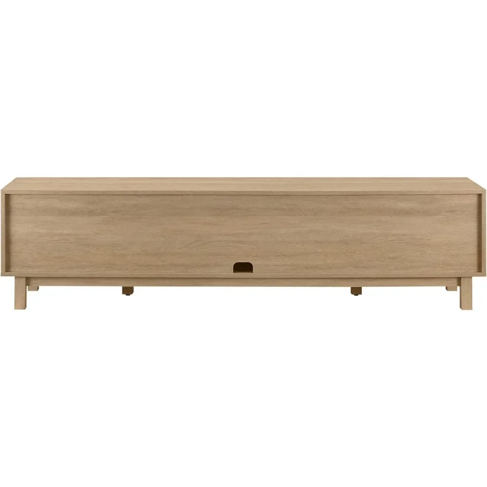 Fotografia 5: Um moderno e mínimo de porta de vime para TVs de até 80 polegadas, 70 polegadas, carvalho costeiro