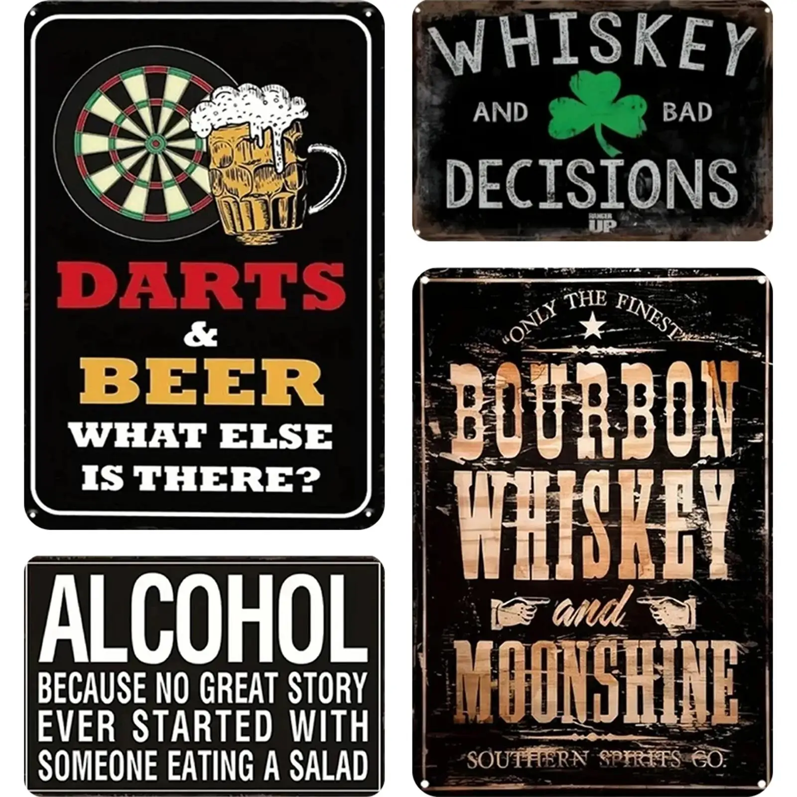

Набор из 4 винтажных металлических табличек с пивной тематикой, 2D-постеры для декора стен, 30x40 см