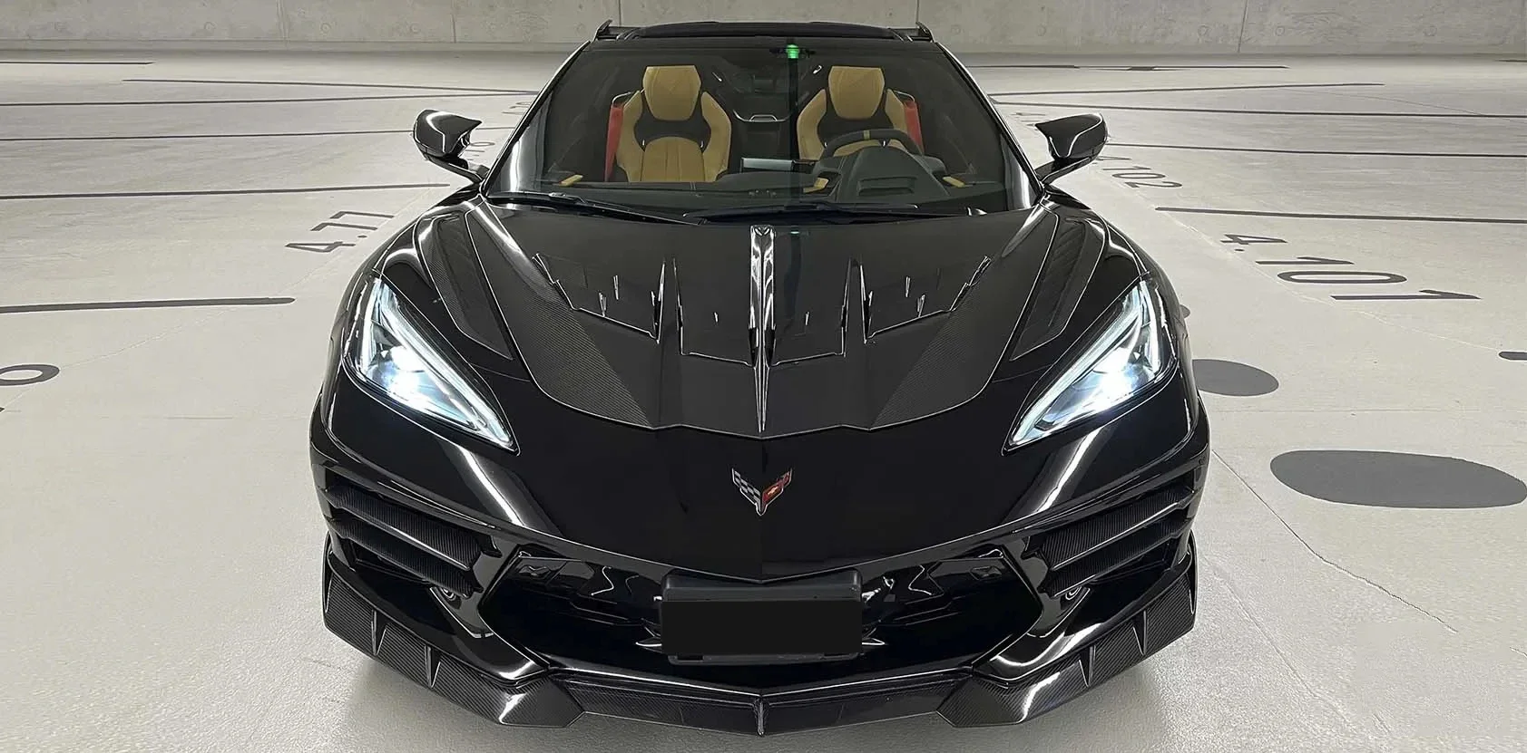 Newest LD For 22-23 Chevrolet Corvette C8 LD Dry Carbon Fiber Body Kit Hood Front Lip Side Skirts Spoiler