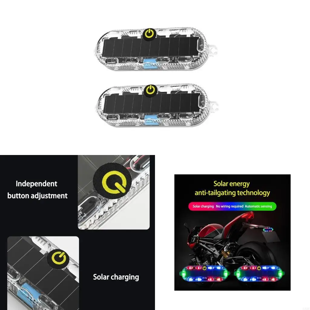 6XDF Waterproof Vehicle Safety Light Solar Energy Charging 7 Color Vibration Alert