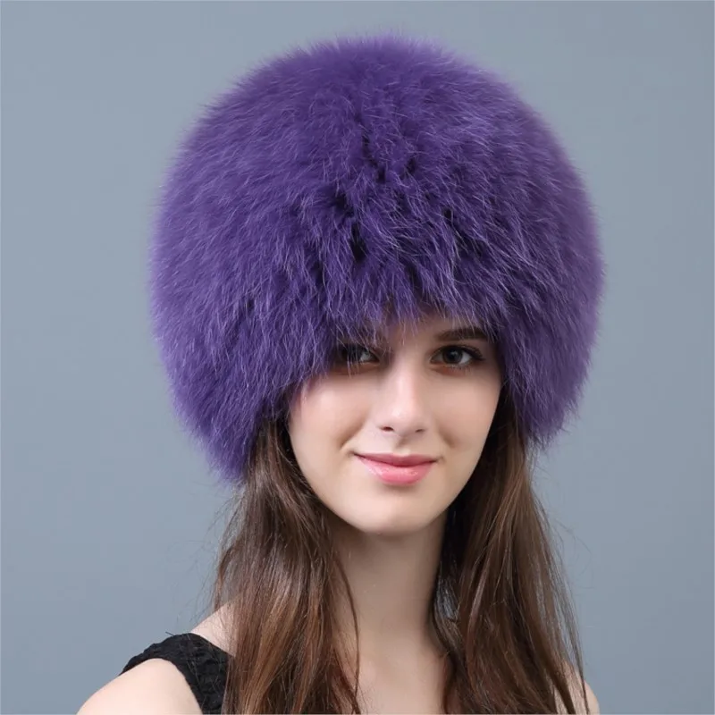 New real fur leather ear-protection braided hat