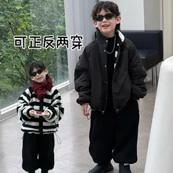 Children Clothing Fashion Design Sense All Match Coat 2024 Winter New Korean Style Boys Two Ways To Wear Thick Warm Casual Coat