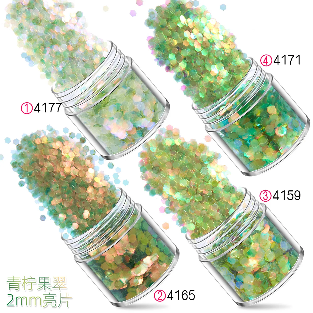 Groene stijl ultradunne nagelverbetering glitter DIY lijm druppelfestival decoratieve paillettenfragmenten