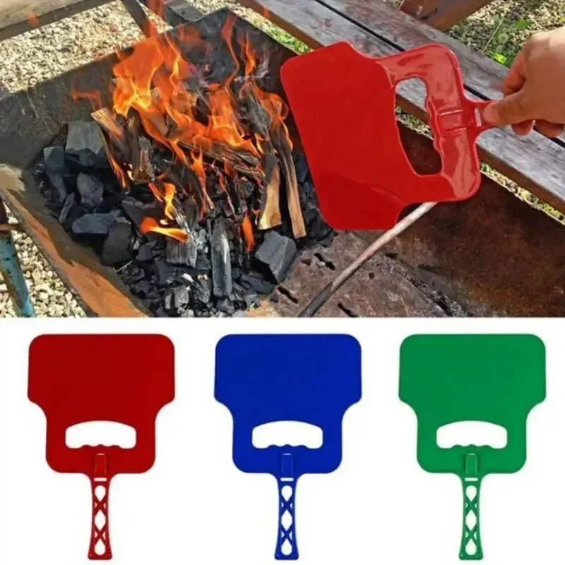 Plastic Heat Resistant Barbecue Fan BBQ Hand Fan Handheld Manual Grill Fan Hand Crank Blower for Outdoor Camping BBQ Grill