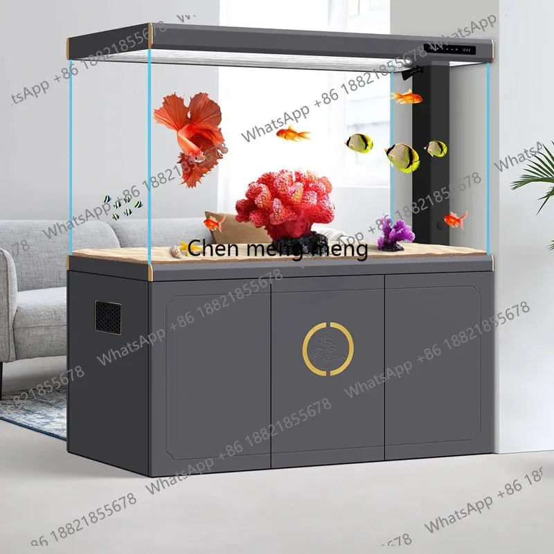 

RR Fish tank new living room large bottom filter ultra-white aquarium intelligent ecological partition floor home