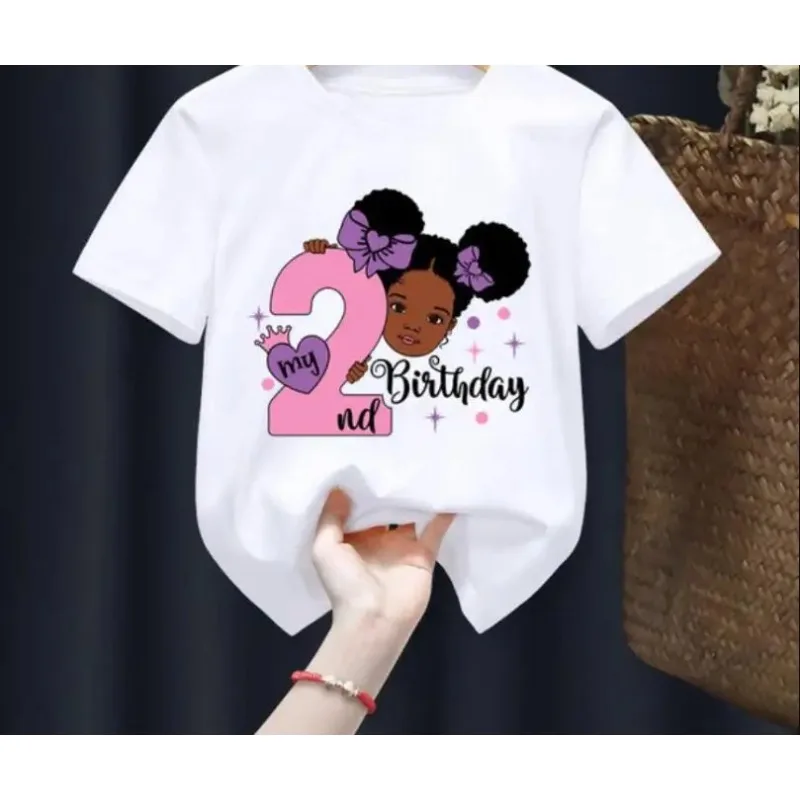 Camiseta negra con estampado de número de mi cumpleaños para niña, regalo de cumpleaños para niños, ropa, camiseta con estampado de letras para bebés