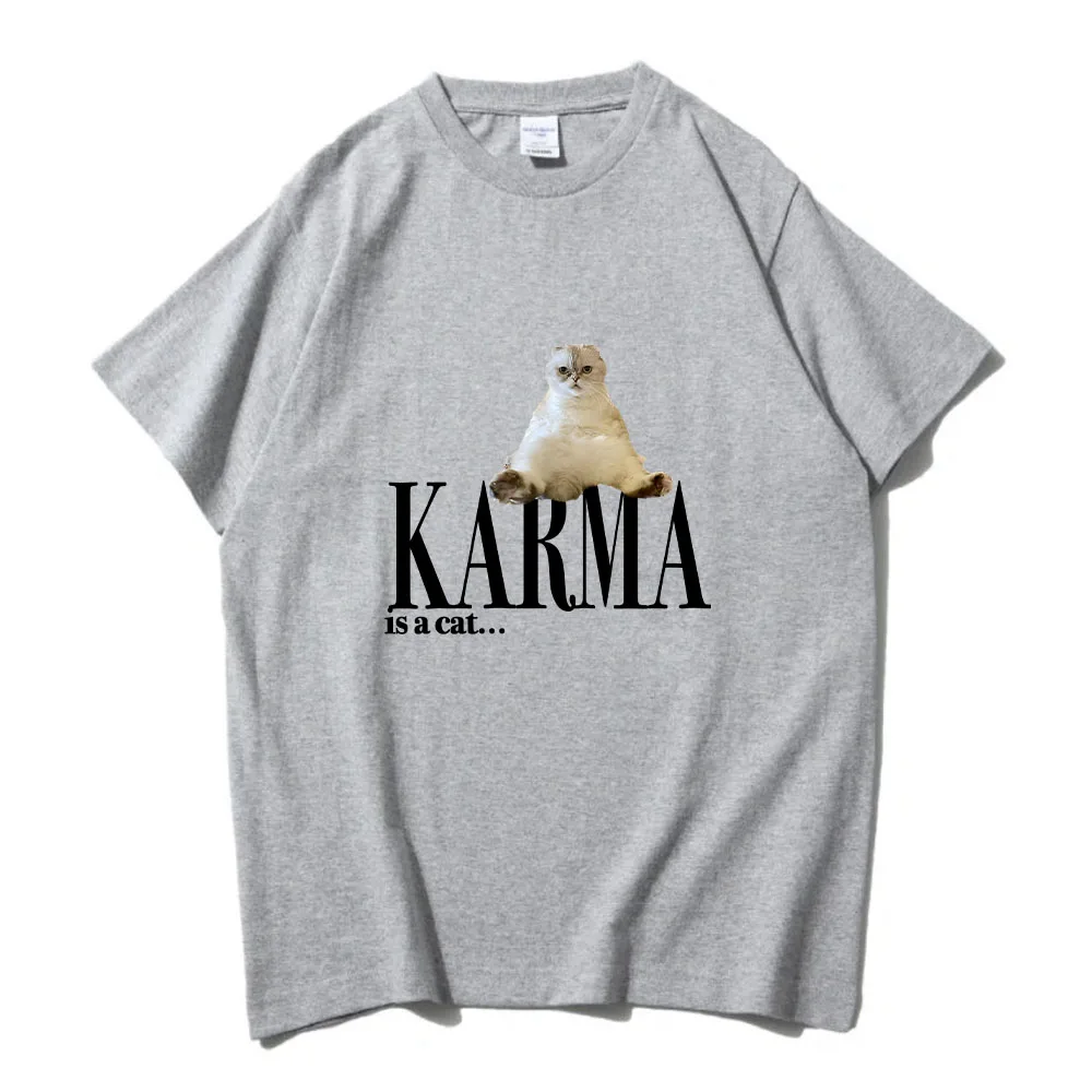 Camisetas Karma Is A Cat, Camiseta de algodón estética a la moda de primavera, Camiseta informal con estampado Funko Pop, Ropa para Hombre, camisetas suaves