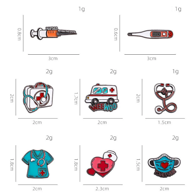Cartoon medizinische Emaille Brosche, Stethoskop EKG Krankenwagen Rettungssanitäter Abzeichen, Kleidung Rucksack Hut Dekoration Metall Pin Geschenk