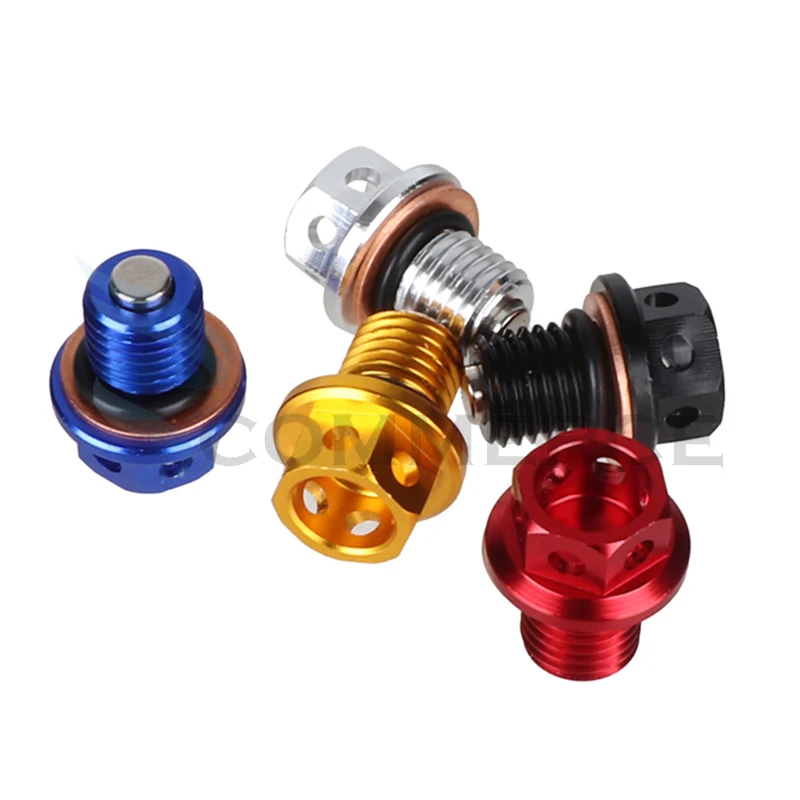 Motorcycle M12x1.5 Magnetic Oil Drain Plug Bolt Oil Drain Sump Nut Fit For Honda Kawasaki Yamaha Motocross Scooter ATV Quad Bike