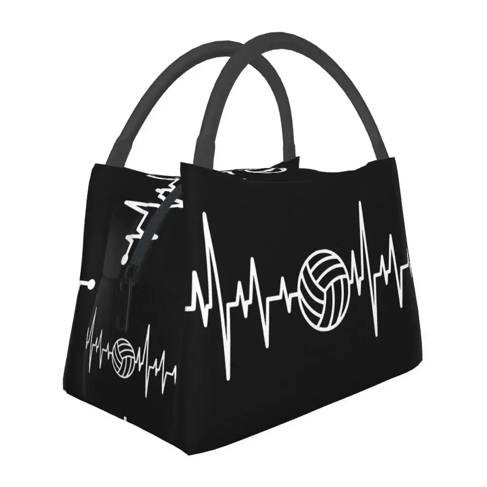 Volleyball Heartbeat Thermal Insulated Lunch Bags Women Sports Resuable Lunch Tote Office Outdoor Multifunction Meal Food Box