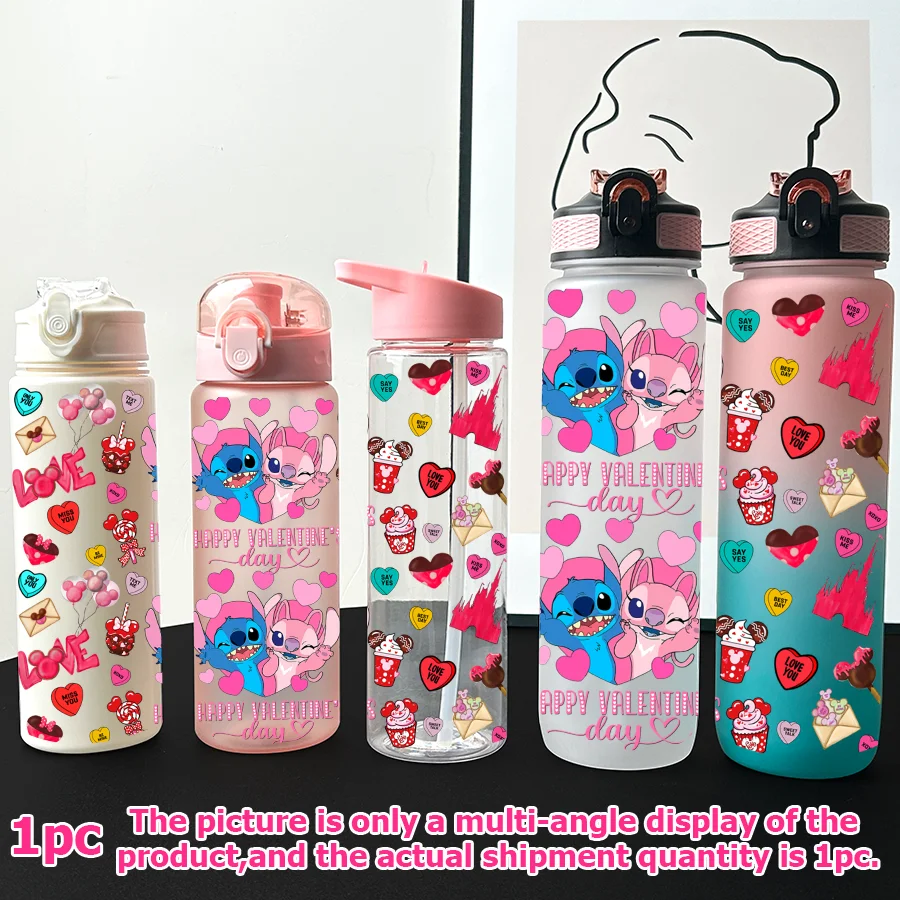 

1 шт. Disney, вышивка, ангел с принтом 23-32 унций, многопластиковая бутылка для воды, портативная спортивная чашка для воды, подарок на день рождения