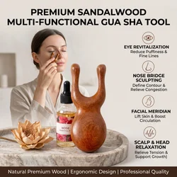 Wooden Gua Sha Facial Tools Head Massager Sandalwood Wood Massage Tool for Face Nose Eye Wood Therapy Massage Acupressur Tools