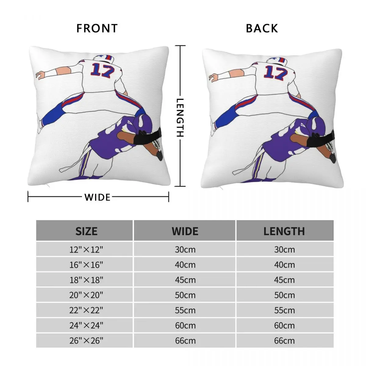 Buffalo Bills Josh Allen Hurdl Square Pillowcase Pillow Cover Polyester Cushion Decor Comfort Throw Pillow for Home Sofa