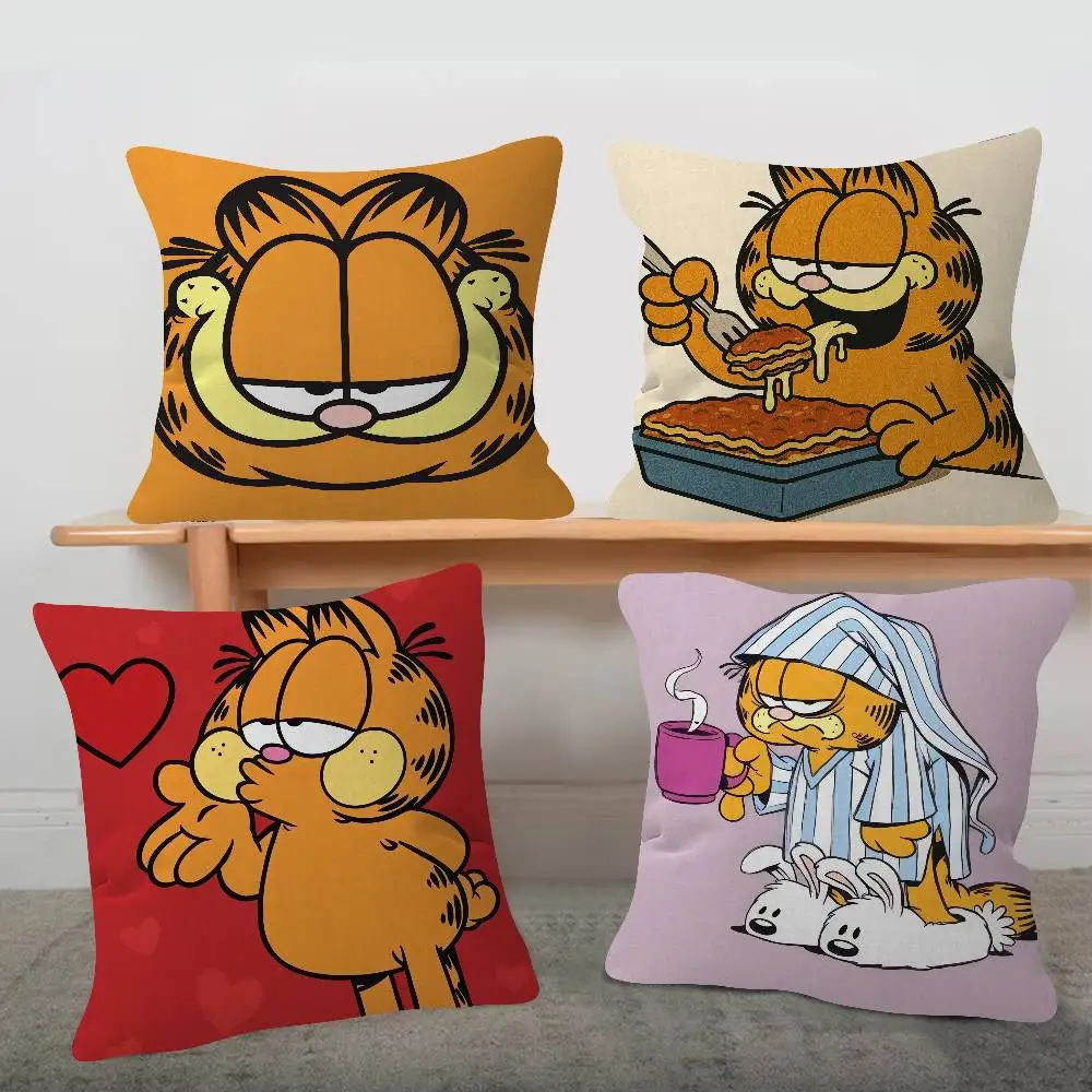 Anime Garfield Soft Comfortable Pillow Case Cartoon For Sofa Living Cat Room Home Office Retro Decor Protective Cover