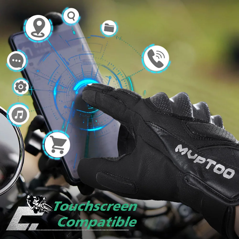 Guantes de ciclismo con pantalla táctil de cuero para Motocross, carreras, MTB, bicicleta de montaña, motocicleta, deportes de bicicleta, senderismo, equipo antideslizante para hombres y mujeres