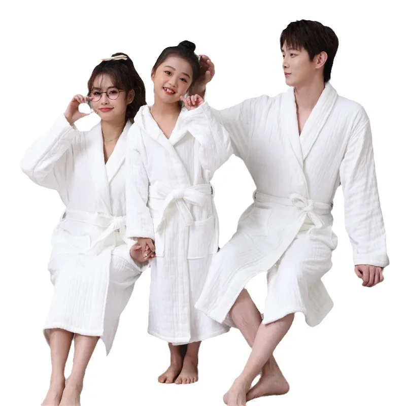 رداء كيمونو للأولاد والبنات ، رقبة على شكل حرف V ، ملابس منزلية للأطفال ، 6 طبقات ثوب نوم شاش ، قطن ، جديد ،