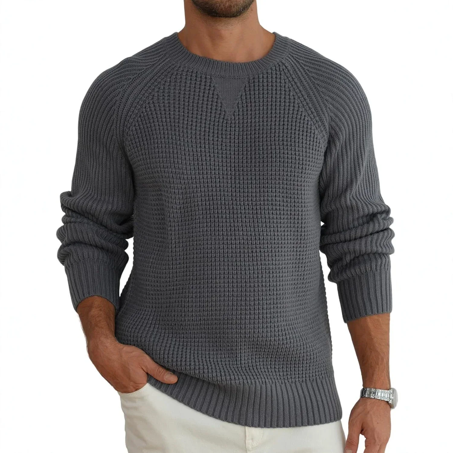 2026 Men's High-end New Knitted Sweater Retro Daily Commuting Pullover Sweater
