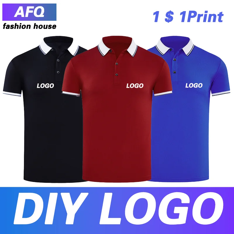 High-end polo shirt custom lapel overalls short sleeve printed logo word custom-made overalls T-shirt embroidery.