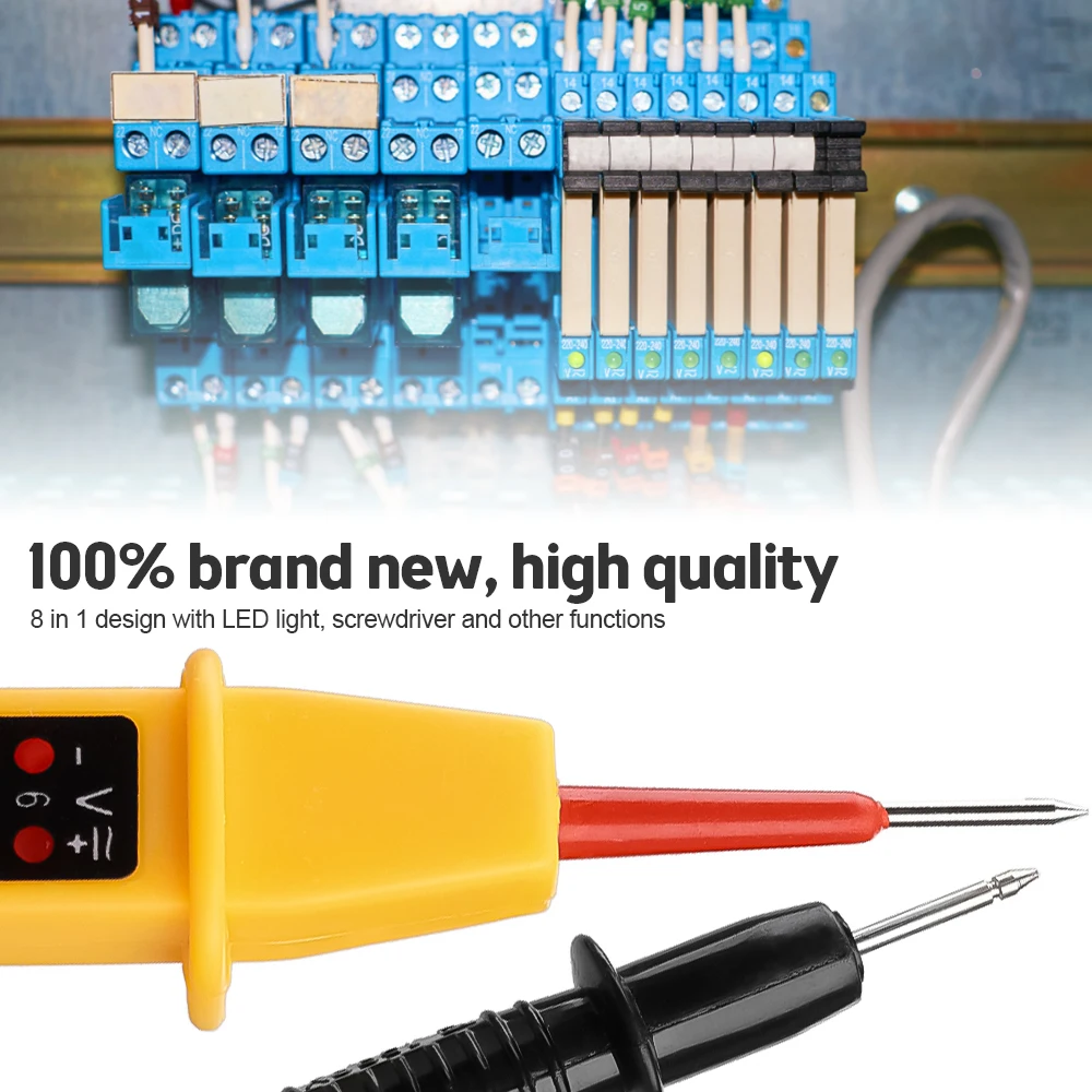 8-In-1 AC DC Voltage Detector Pen 6-500V Automatic Electrical Tester Circuit Test Tool For Home Wiring Inspection