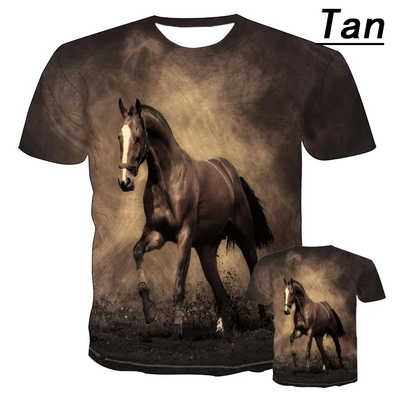 New Fashion 3D Horse T-shirts for Men Harajuku Trendy Tops T Shirts Short Sleeve Tee Loose T-shirt Size XS-4XL