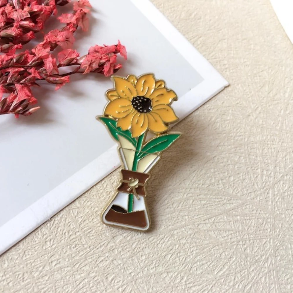 الزهور والقهوة المينا دبوس/شارة عشاق القهوة/دبوس التلبيب/دبوس طوق/مجموعة دبوس المينا مضحك/هدية عيد ميلاد لها/له