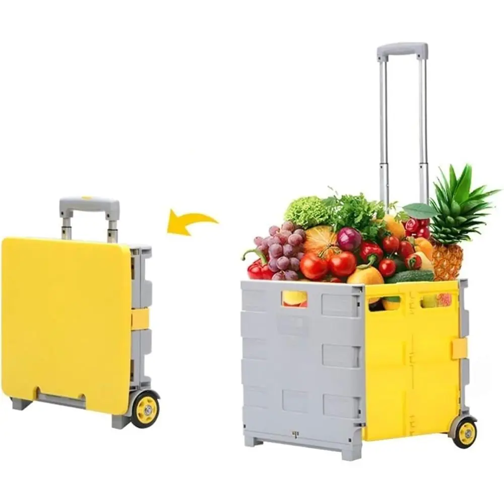 

Portable Folding 2-Wheel Plastic Trolley for Household Use - Small Size Boot Cart